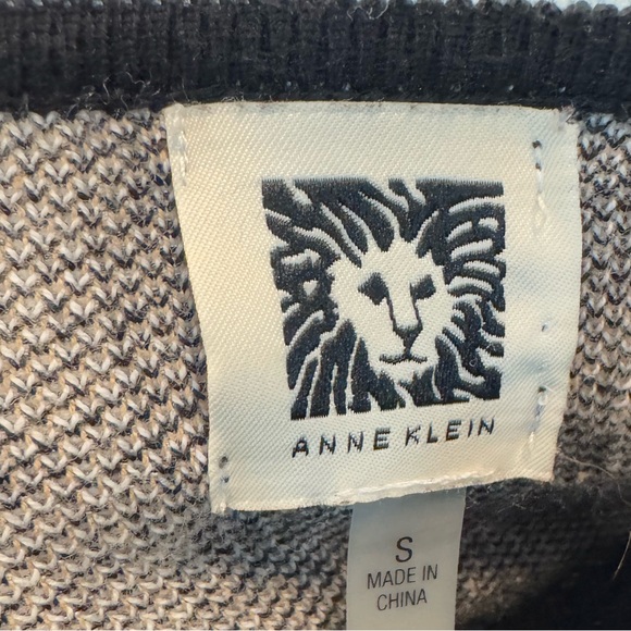 Anne Klein Black Tan Gray Cream Ivory Plaid Cardigan Long Sweater Small S CT - Picture 5 of 5